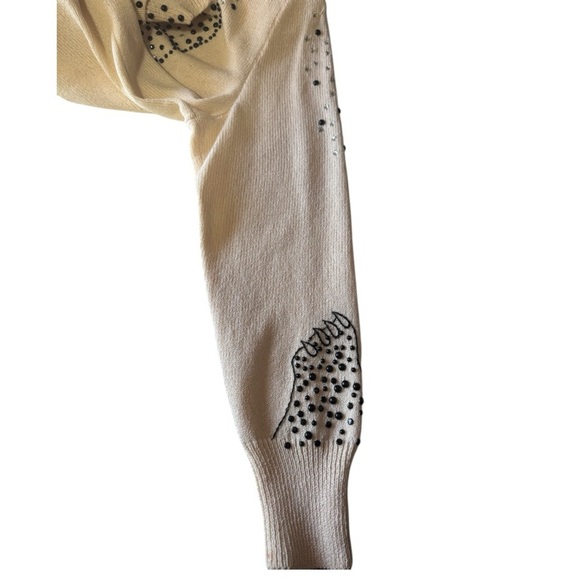 Vintage Antonella Preve Beaded Leopard Sweater Rhinestone Embellished Size Small - Picture 7 of 14